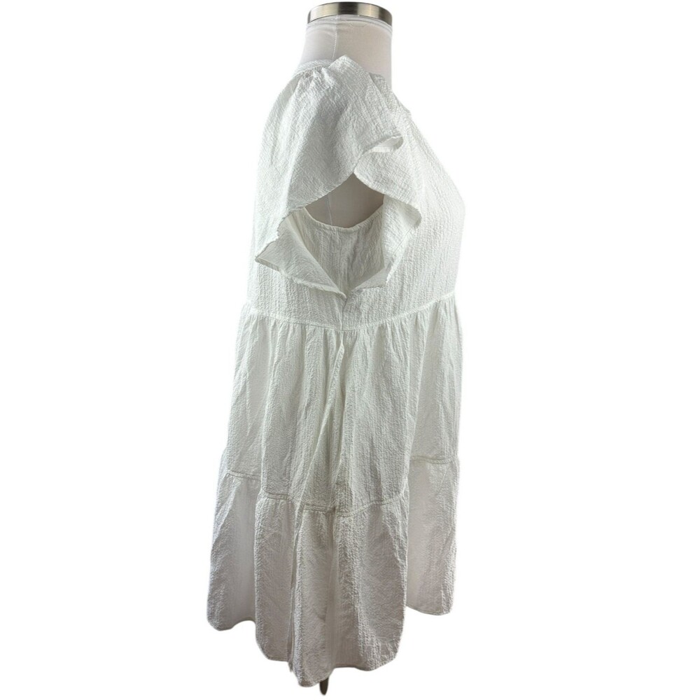 Calvin Klein A-Line Textured Tie Waist Mini Dress White Sheer Gauze Plus Size 16 - Picture 7 of 11